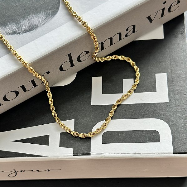 Colar 40Cm Cordão Baiano 2,4Mm Folheado a Ouro 18K