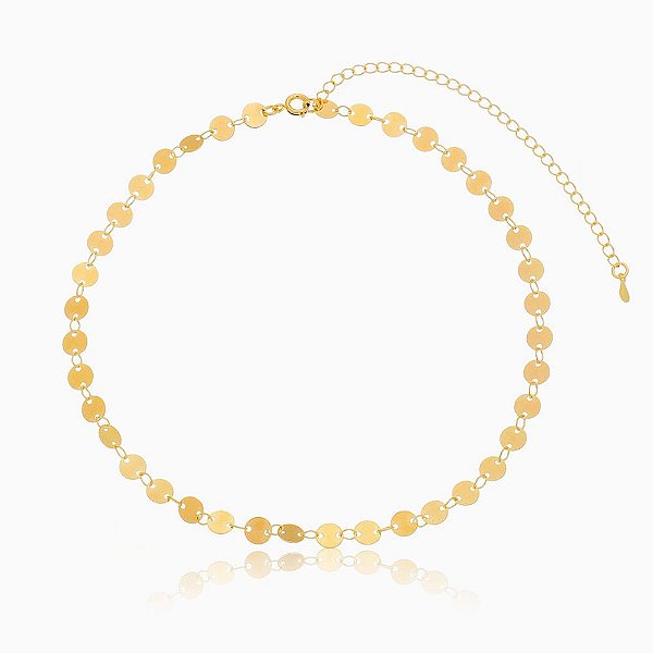 Colar Choker Moedas Folheado a Ouro 18K