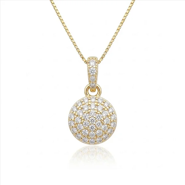 Colar Chuveiro Cristal Médio Folheado a Ouro 18K