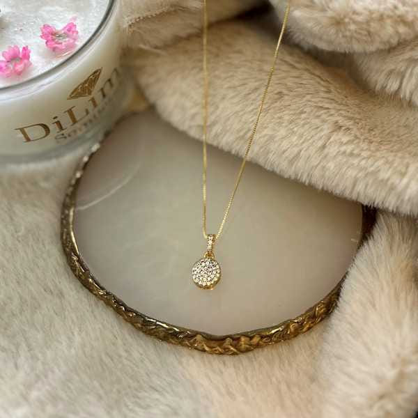 Colar Chuveiro Cristal Médio Folheado a Ouro 18K