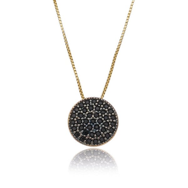 Colar Chuveiro Preto Folheado a Ouro 18K
