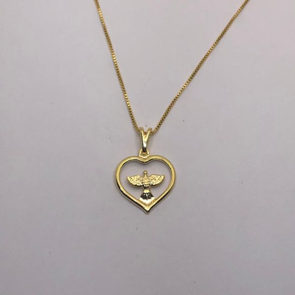 Colar Coração Espírito Sando Vazado Folheado a Ouro 18K