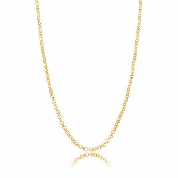 Colar Corrente Elo Português 3Mm Folheado a Ouro 18K
