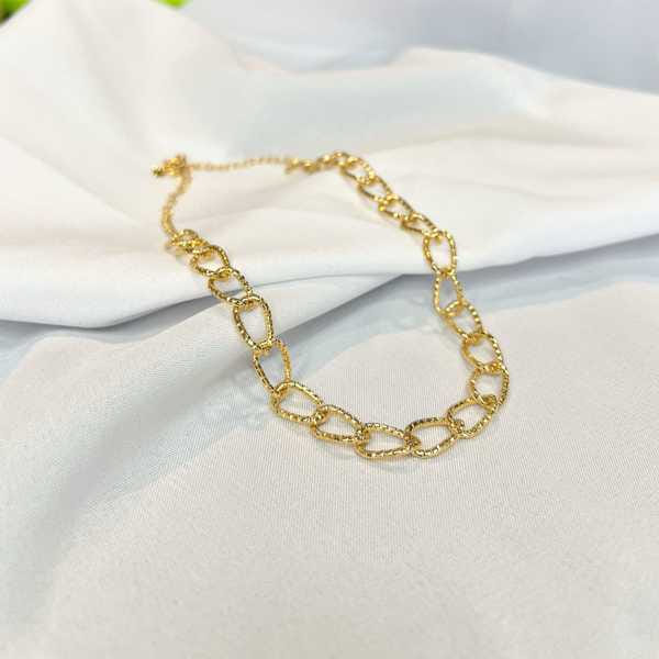 Colar Corrente Groumet Fio Granitado Folheado a Ouro 18K