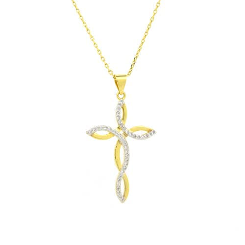 Colar Cruz Entrelaçada Folheado a Ouro 18K
