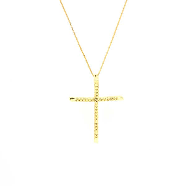Colar Cruz Granitada Folheado a Ouro 18K