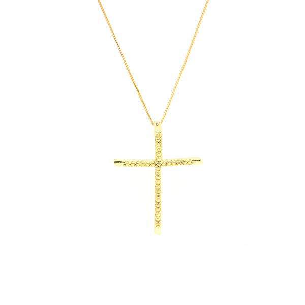 Colar Cruz Granitada Folheado a Ouro 18K