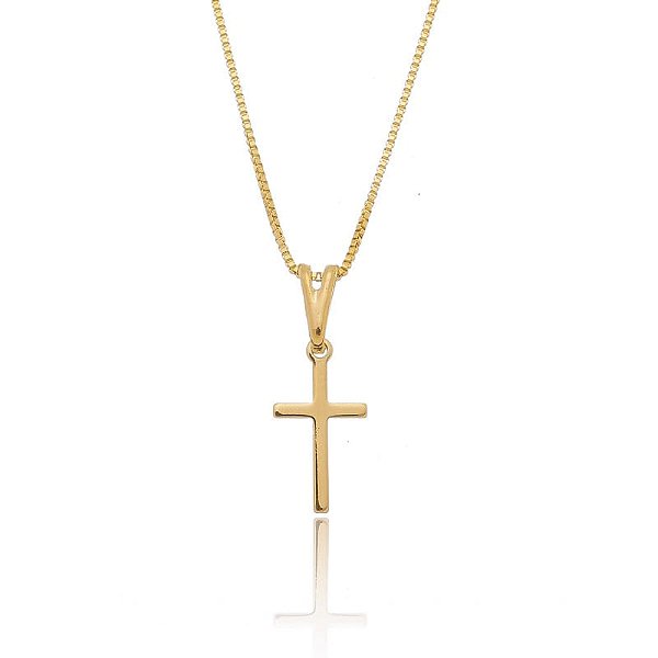 Colar Cruz Lisa Folheado a Ouro 18K