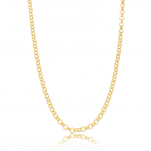 Colar Elo Português 4Mm 50Cm Folheado a Ouro 18K