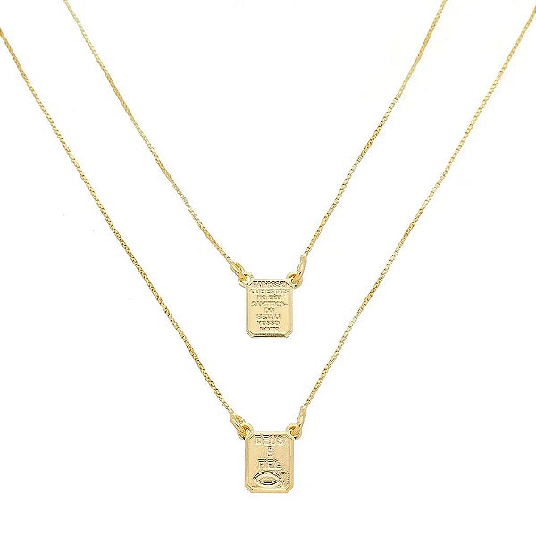 Colar Escapulario Veneziano Folheado a Ouro 18K