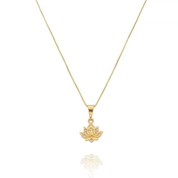 Colar Flor De Lotus Folheado a Ouro 18K