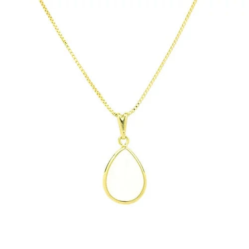 Colar Gota Color Leitosa Folheado a Ouro 18K