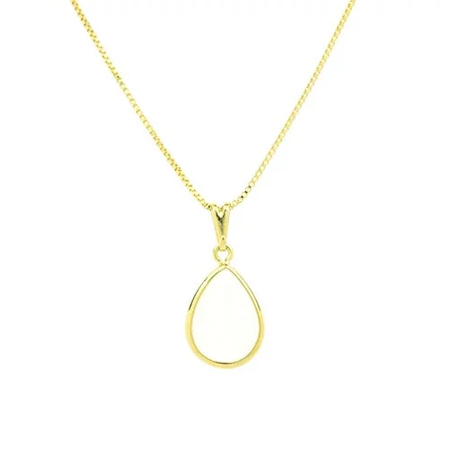 Colar Gota Color Leitosa Folheado a Ouro 18K