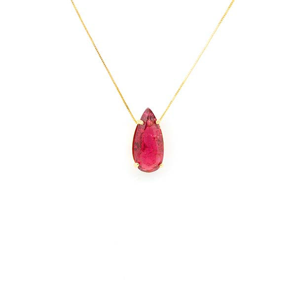 Colar Gota Fusion Vermelho Folheado a Ouro 18K