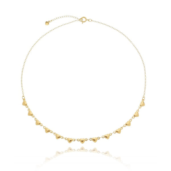 Colar Infantil Coração Abaulado Liso Folheado a Ouro 18K