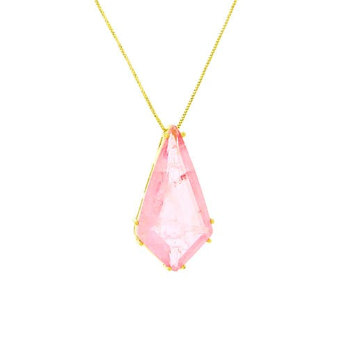 Colar Losango Fusion Rosa Folheado a Ouro 18K