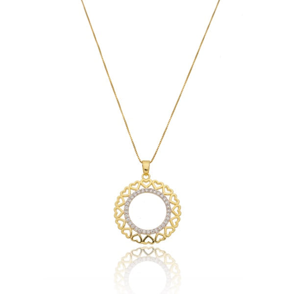 Colar Mandala Corações Folheado a Ouro 18K