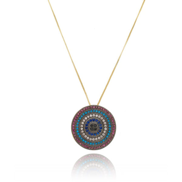 Colar Mandala Rainbow Folheado a Ouro 18K