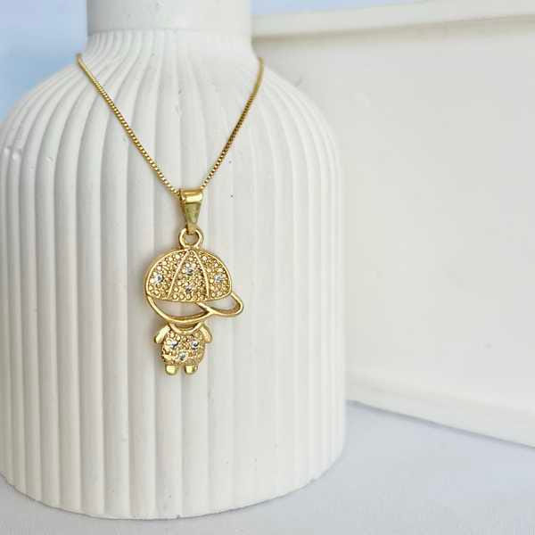 Colar Menino Zirconias Folheado a Ouro 18K