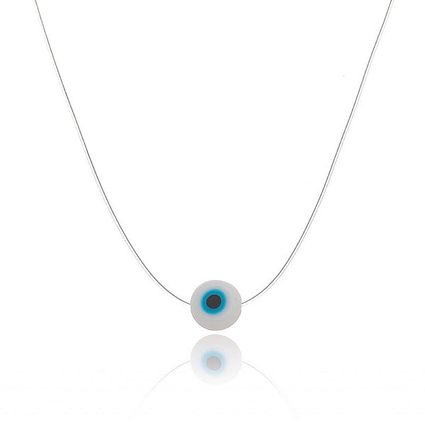 Colar Nylon Olho Grego Resina Folheado a Ouro 18K