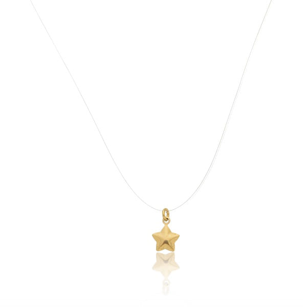 Colar Nylon Pingente Estrela Lisa Folheado a Ouro 18K
