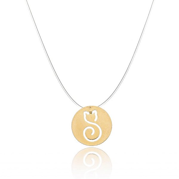 Colar Nylon Redondo Gatinho Folheado a Ouro 18K