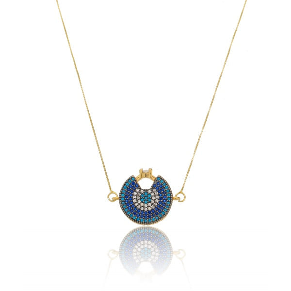 Colar Olho Grego Anel Folheado a Ouro 18K