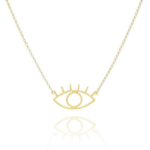 Colar Olho Grego Cilios Folheado a Ouro 18K
