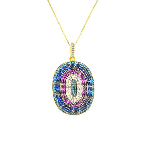 Colar Oval Rainbow Folheado a Ouro 18K