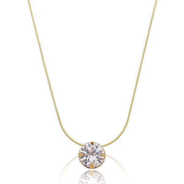 Colar Rabo De Rato Pingente Ponto De Luz Folheado a Ouro 18K