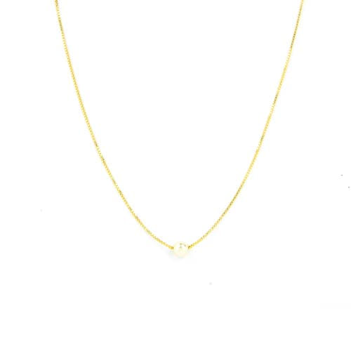 Colar Veneziano Pérola Solitária Folheado a Ouro 18K