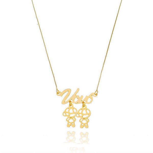 Colar Vovó Com 2 Pingentes Neto Folheado a Ouro 18K