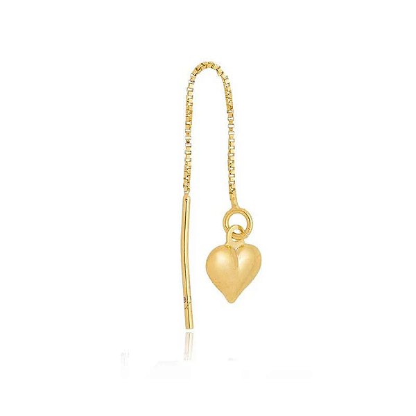 Piercing Anzol Coração Liso Abaulado Folheado a Ouro 18K