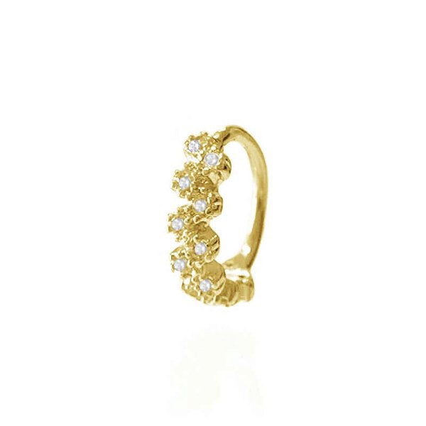 Piercing De Torção Fio Duplo De Bolinhas Folheado a Ouro 18K