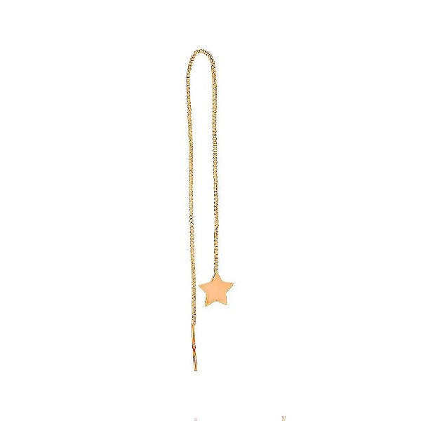 Piercing Earline Fio Venezino Estrela Lisa Folheado a Ouro 18K
