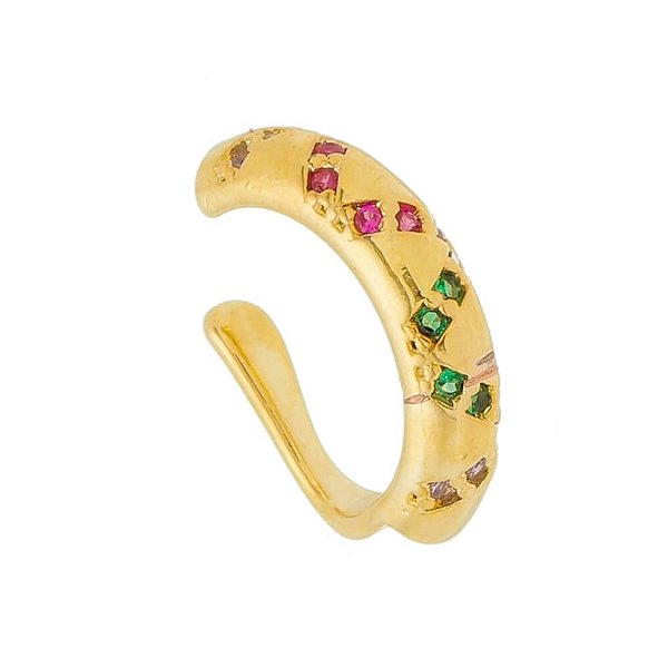 Piercing Fake Argola Egito Rainbow Folheado a Ouro 18K