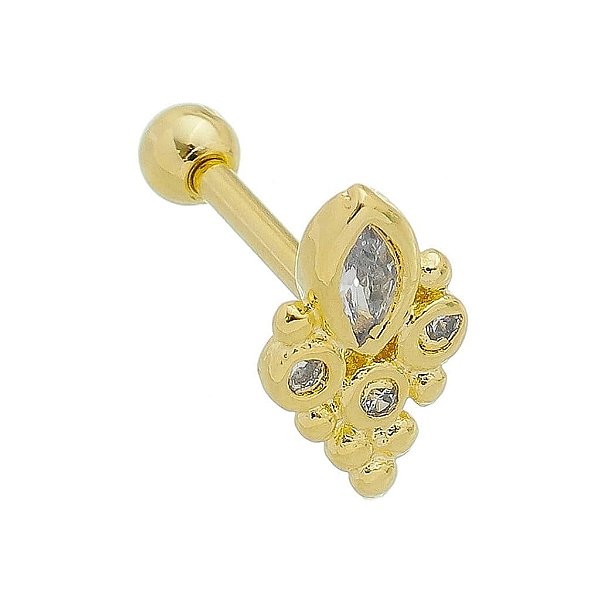 Piercing Indiano Zircônias Folheado a Ouro 18K