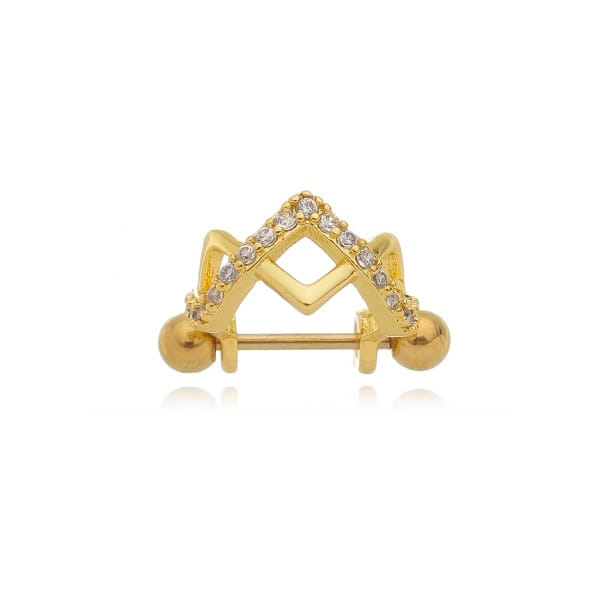 Piercing Meia Argola Helix Fios Trançados Zig Zag Folheado a Ouro 18K