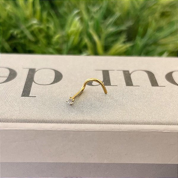 Piercing Nostril Zirc Folheado a Ouro 18K