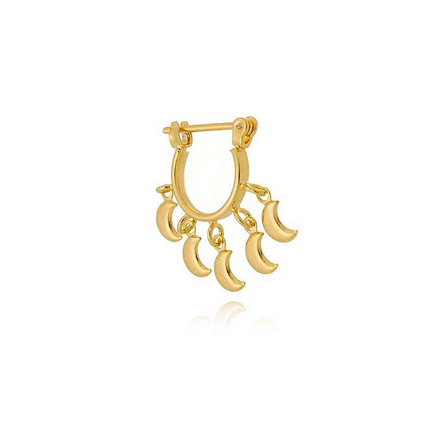 Piercing Pandeiro Argola Lua Lisa Folheado a Ouro 18K