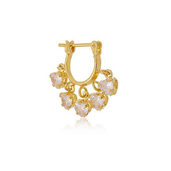 Piercing Pandeiro Coração Zircônia Folheado a Ouro 18K