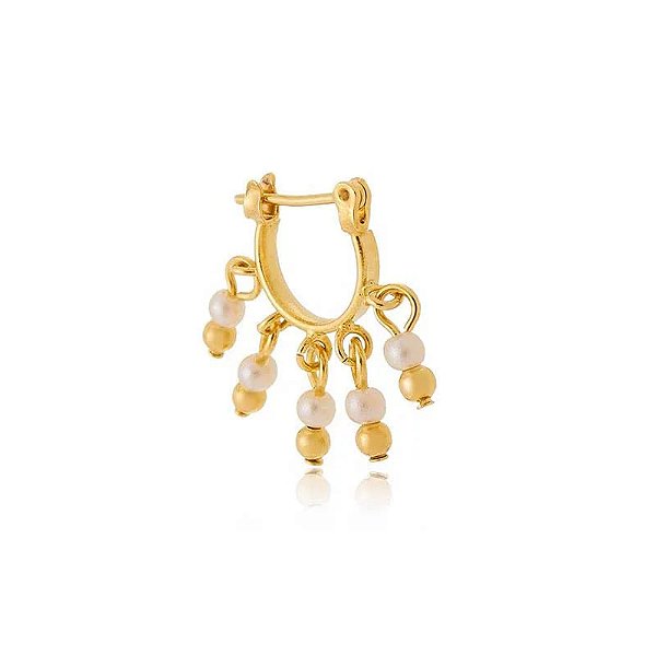 Piercing Pandeiro Pérola Pendurada Folheado a Ouro 18K