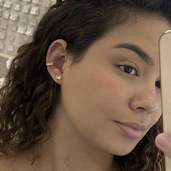 Piercing Pressao Coroa Folheado a Ouro 18K