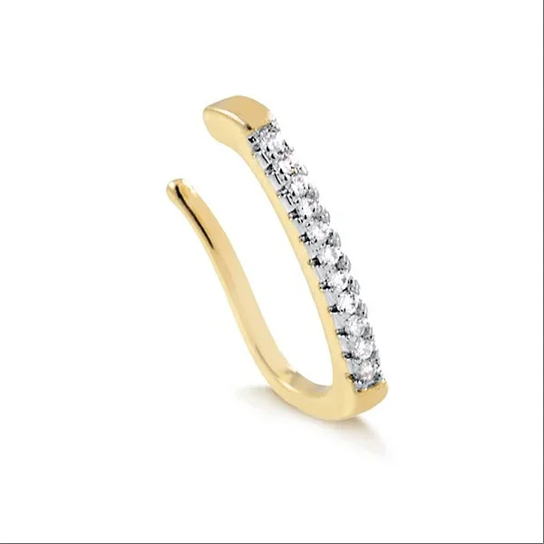 Piercing Pressao Cravejado Fino Oval Folheado a Ouro 18K