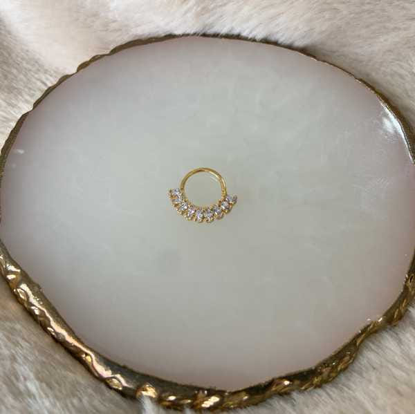 Piercing Torção Arco Navetes Folheado a Ouro 18K