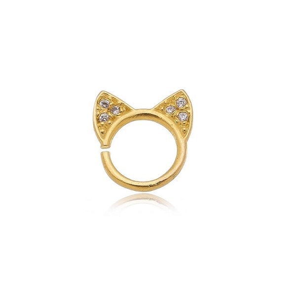 Piercing Torção Gato Folheado a Ouro 18K