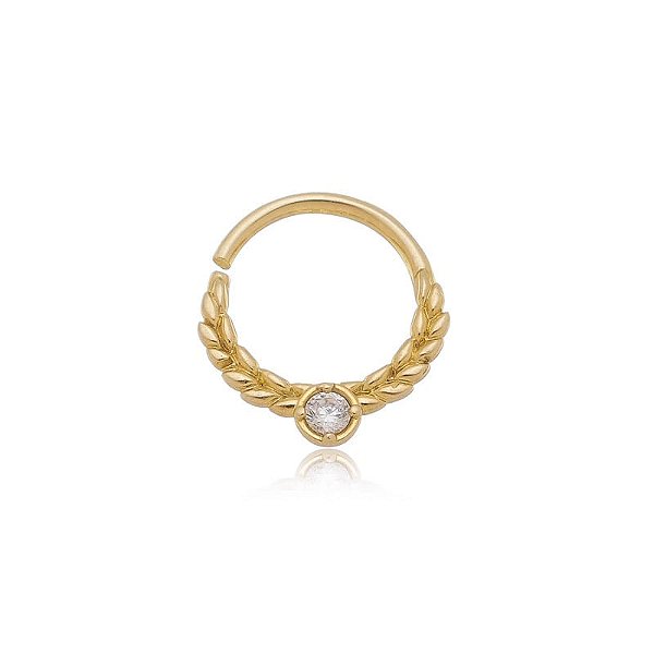 Piercing Torção Trancado Zirc Folheado a Ouro 18K