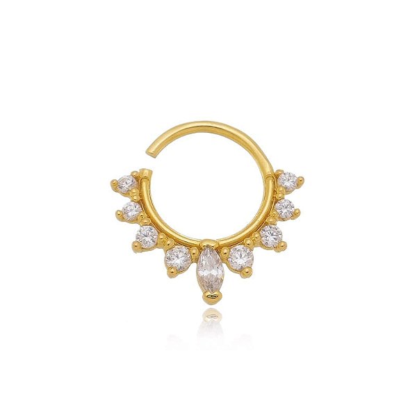Piercing Torção Zircônias Navetes Folheado a Ouro 18K
