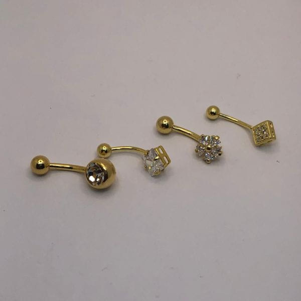 Piercing Umbigo Ponto De Luz Folheado a Ouro 18K