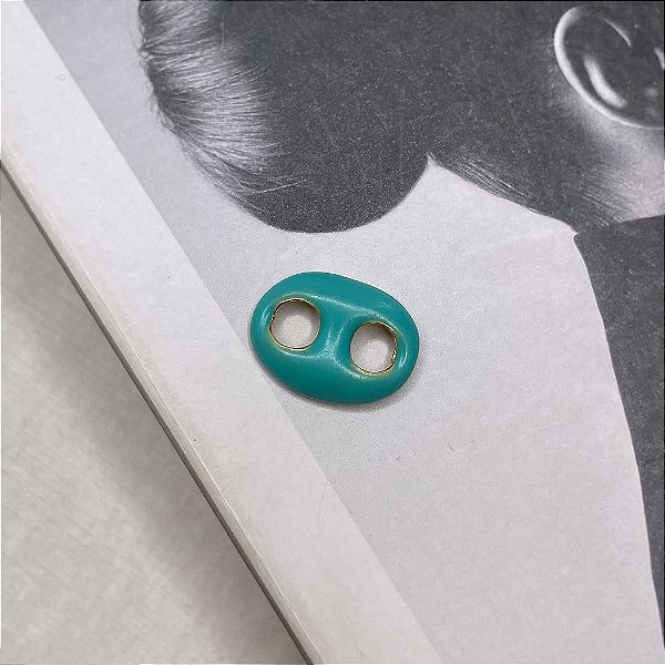 Pingente Lacre Resina Azul Folheado a Ouro 18k